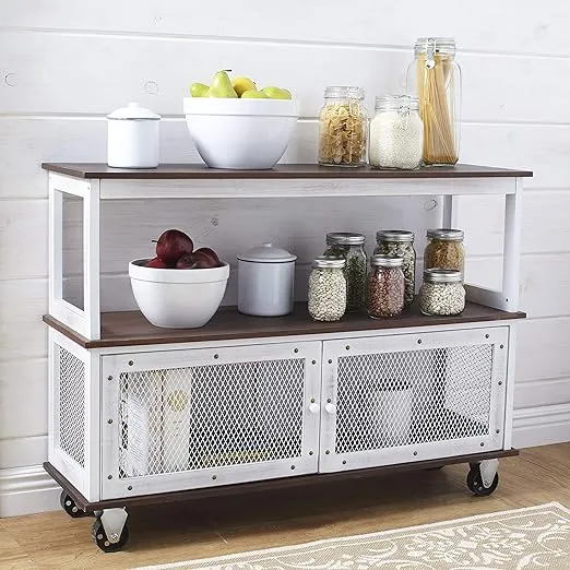 The Lakeside Collection Rolling Buffet Cart White