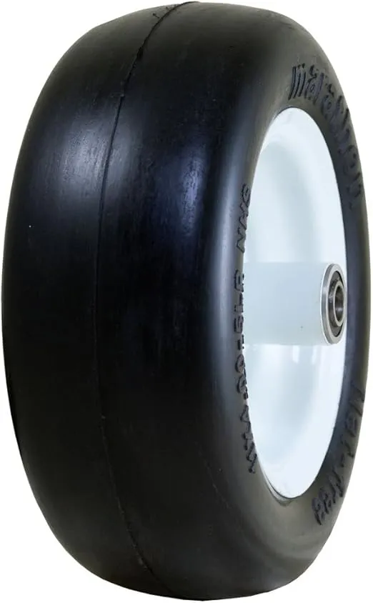 Marathon 01410P 5" hub, 3/4" Bushings 11x4.00 Flat Free Lawnmower Tire on Wheel