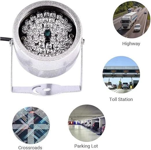 Joyzan 48 Infrared Illuminator Lights, LED IR Illuminating Night Vision Wide Angle Waterproof Highway Snapshot Fill Light for Security IP Camera CCTV Electronic Police Snapshot System Traffic Junction