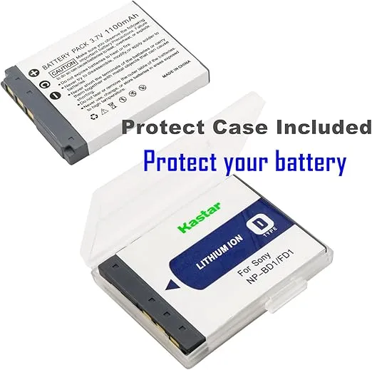 Kastar Battery (2-Pack) for Sony NP-BD1, NP-FD1, BC-CSD, TRN, TRN-U work with Sony Cyber-shot DSC-G3, DSC-T2, DSC-T70, DSC-T75, DSC-T77, DSC-T90, DSC-T200, DSC-T300, DSC-T500, DSC-T700, DSC-T900, DSC-TX1 Cameras