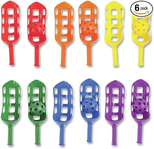 Champion Sports SBS1SET Scoop Ball Set, Plastic, Assorted Colors, 2 Scoops/1 Ball Per Set, 6 Sets