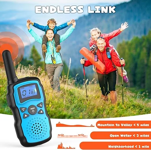 Wishouse Walkie Talkies for Kids Rechargeable Long Range,4 5 6 7 8 Year Old Boy Girl Birthday Gift,Camping Games Cool Toys Ideas for Children with 6000mAh Batteries,Flashlight,Lanyard,2 Pack Green