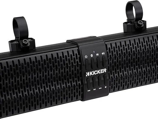 KICKER ATV/UTV Sound Bar Package - 10 Bluetooth Speaker Soundbar with Wireless Remote Control and Square Tube Bracket Kit, Water Resistant and Weather Proof for Marine, Boat, Golf Cart and RV