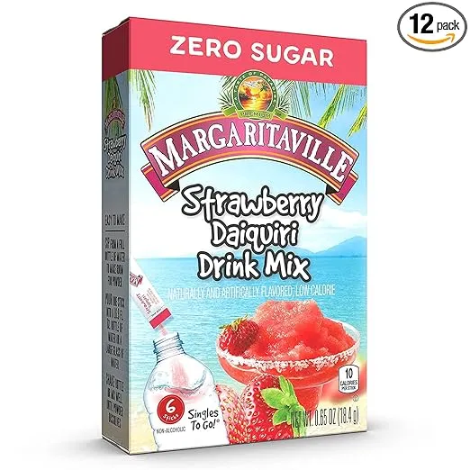 Margaritaville Strawberry Daiquiri Singles To Go Drink Mix, 6 CT (Pack - 2)