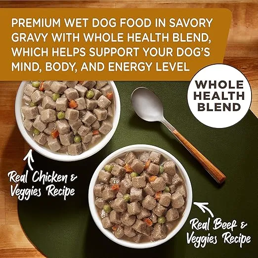 Nutrish Rachael Ray Chunks in Gravy Wet Dog Food Variety Pack, 13 Ounce (Pack of 12)