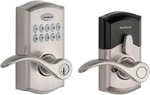 Kwikset SmartCode 955 Keyless Keypad Door Auto Lock with Handle, Electronic Lever Deadbolt Alternative, Three Entry Mode, Disabled Passage, SmartKey Re-Key Security, Satin Nickel