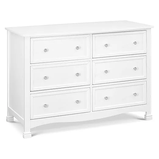 Kalani Baby Dresser for Nursery - GREENGUARD Gold Certified Wooden 6 Drawer Double Dresser - Kids Dresser for Boys and Girls - Multi-Purpose White Dresser for Bedroom, Living Room, and Hallway