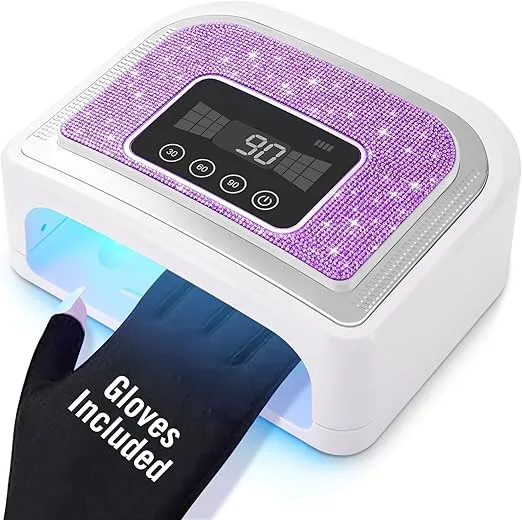 Cordless Nail Lamp, 120W Rechargeable UV Nail Lamp for Gel Nails, LED Nail Lamp with 4 Timer Modes, Gel Nail Light Decorate with Sparkling Nail Rhinestones Diamond
