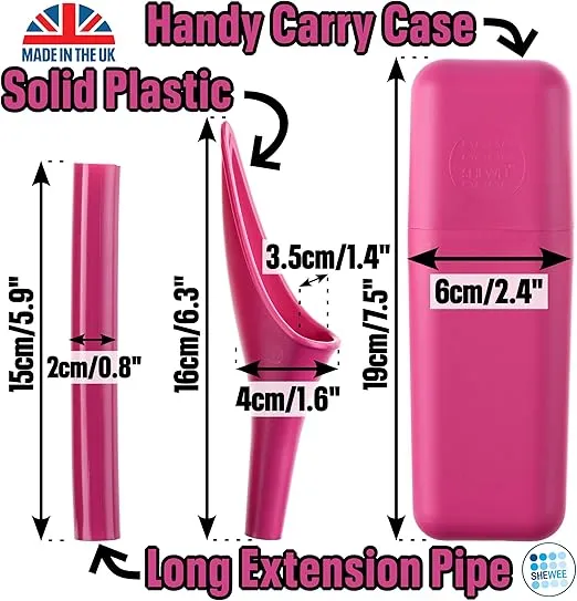 SHEWEE Extreme Female Urinal – UK Made Reusable Pee Funnel, Travel Essential Camping Accessories Festival Essential, Stand to Pee Female Urination Device