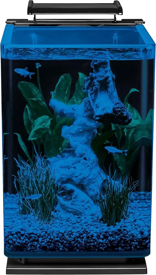 Marineland Portrait Glass LED Aquarium Kit, 5 Gallons, Hidden Filtration,Black