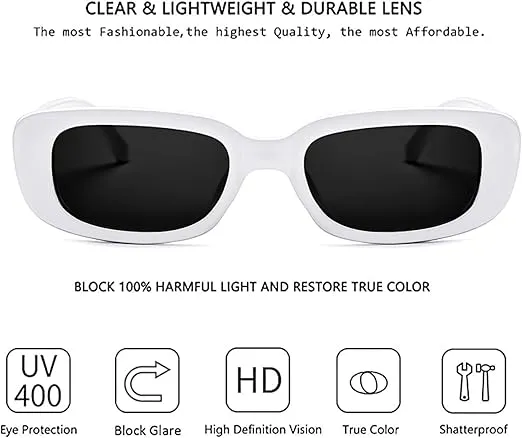 Tskestvy Retro Rectangle Sunglasses for Women Men Square 90s Y2K Trendy Cool Glasses Fashion Aesthetic Thin Accessories