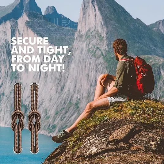 Stepace Round Shoelaces [2 Pairs] Heavy Duty Boot Shoe Laces for Hiking Work Boots