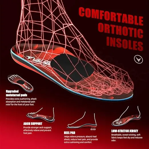 VALSOLE 220+ lbs Plantar Fasciitis High Arch Support Insole for Men Women,Heavy Duty Support Pain Relief Orthotics Insert,Relieve Flat Feet,High Arch,Foot Pain,Standing All Day Boot Work Shoe Insole