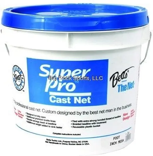 Betts 21-8 Super Pro Mono Cast Net 8' 3/8 Mesh 1.3Lb Lead per Ft, Bucket