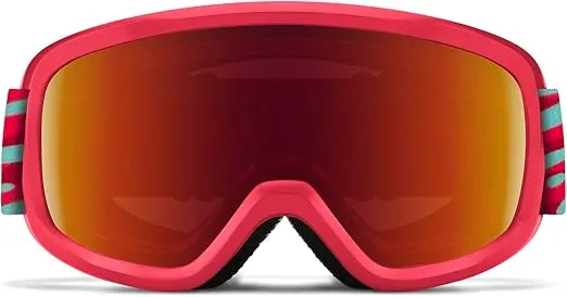 SMITH Snowday Snow Goggles – Youth Ski & Snowboarding Goggles with Distortion-Free Optics, Anti-Fog Performance & 100% UV Protection – Crimson Swirled + Red Sol-X Mirror