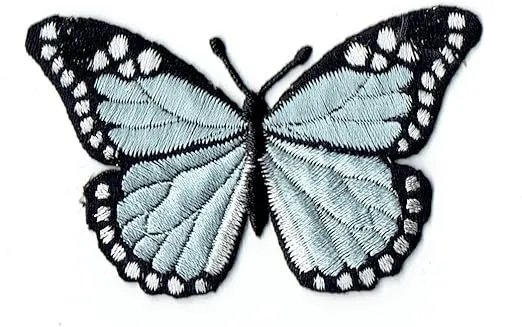 Monarch Butterfly, Embroidered, Iron on Patch (Blue)