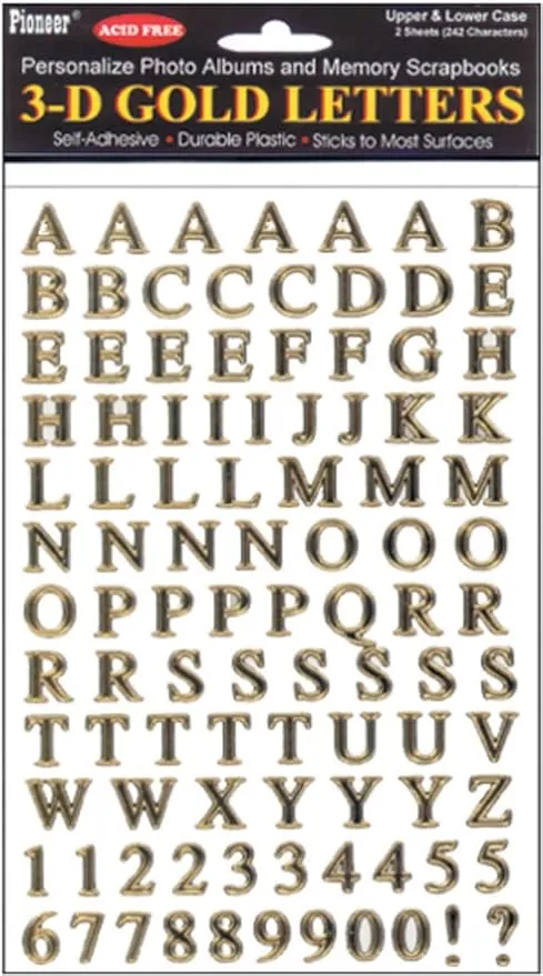 PIONEER Photo Albums 3D Gold Letters Stickers
