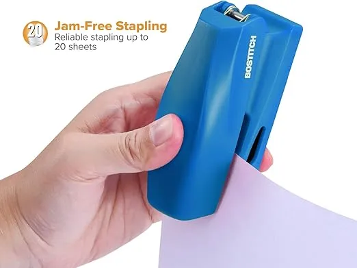 Bostitch Office 20 Sheet Stapler, Mini Stapler, Fits into the Palm of Your Hand; Blue (B150-Blue)