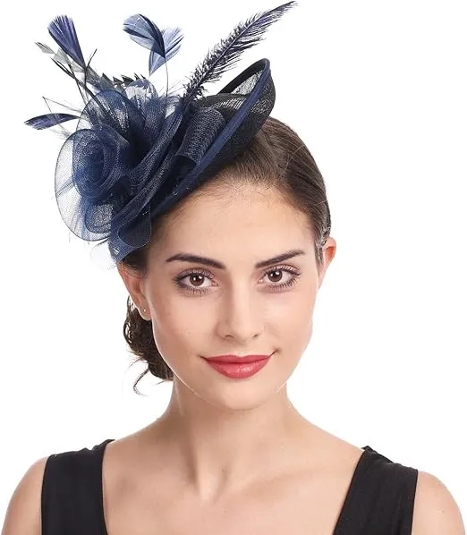 SAFERIN Women's Fascinators Feathers Tea Party Hat Veil Headband with Hair Clip for Cocktail Church…