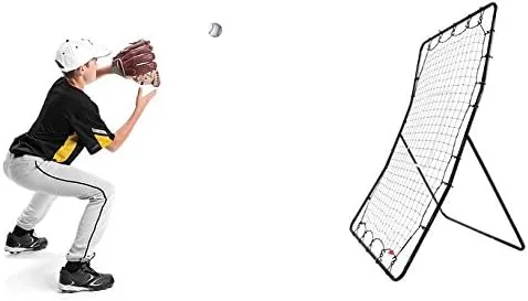 SKLZ Fielding Trainer - Baseball & Softball Pitch-Back Rebound Net - Ground, Line Drive & Fly Ball Return Settings - 4 x 4.5-Foot Steel Frame, UV & Weather Resistant Bungee Net, Easy-Fold Design