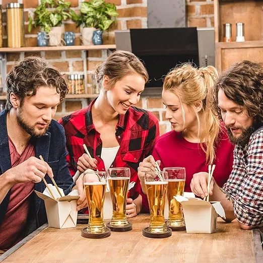 Wooden Coasters for Drinks - Natural Wood Drink Coasters Set for Modern Home Decor,Coasters for Coffee Table Tabletop Protection for Any Table Type, Set of 4 - Dia 4.3 x 4.3 x 0.5Inches （No Holder