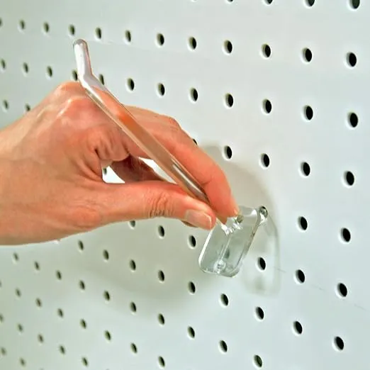 Azar Displays 800006-C Pack of 50 Clear Pegboard Hooks (Also Available in Black & White) - 6” Pegboard Hook Set (2” & 4” Pegboard J Hooks Also Available) - Polycarbonate Plastic Hooks for Retail