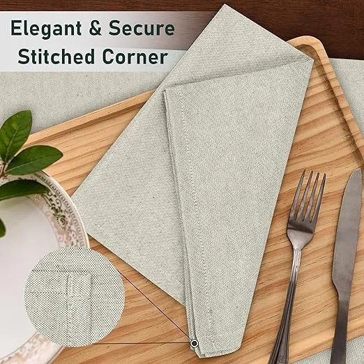 Ruvanti Cloth Napkins Set of 12, 18x18 Reusable Napkins Cloth Washable, Soft & Durable Table Napkins, Polycotton Chambray Dinner Napkins for Parties, Christmas, Thanksgiving, Weddings - Silver Lining
