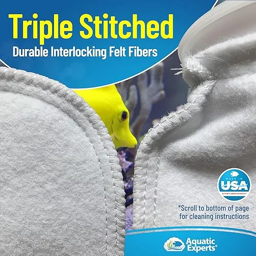 Aquatic Experts 4 inch Ring Filter Socks 200 Micron, Filter Socks for Saltwater Aquarium, Sump Filter Sock, Felt Aquarium Socks, Reef Filter Sock (2 Pack, 4" x 14")