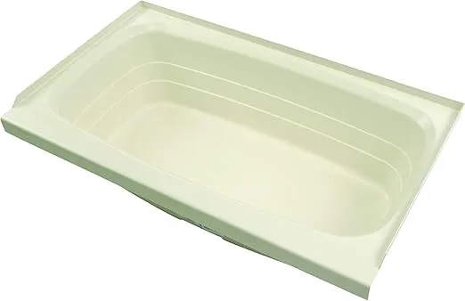 Lippert Replacement 24" x 40" Parchment Bathtub with Center Drain, Scratch-Resistant ABS Acrylic for RVs, Travel Trailers, 5th Wheels, Motorhomes - P2440CDSPK