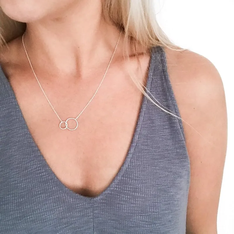 925 Sterling Silver Sisters Interlocking Circles Necklace, Sister Birthday Gifts From Sister, Big Sister Gift, Great Gift Idea