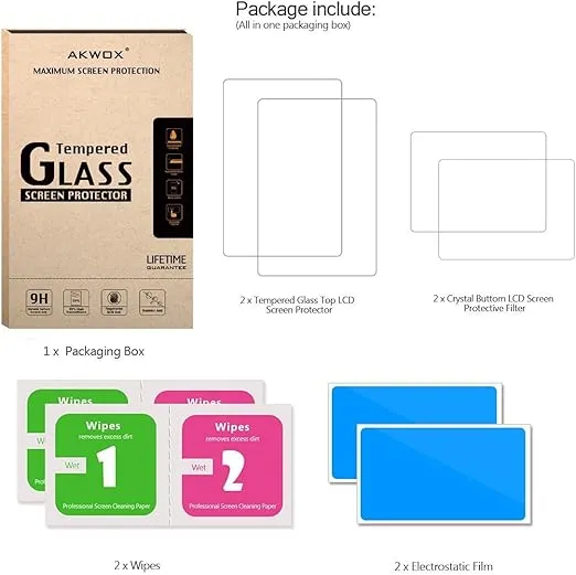 AKWOX [2-Pack] for New 3DS Tempered Glass Top LCD Screen Protector with HD Clear Crystal PET Buttom LCD Screen Protective Filter (Not for 3DS)