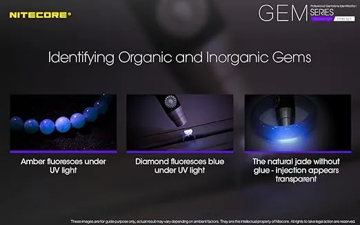 NITECORE GEM10UV Gem Identification Flashlight with Ultraviolet LED, Black