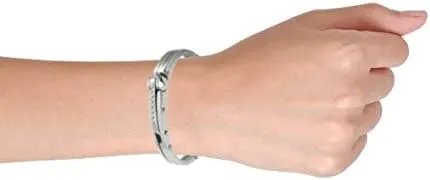 Biker Handcuff Bangle Bracelet for Men Black Silver Tone Stainless Steel 8 Inch Button Hinge Clasp