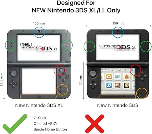 TNP Case Compatible with New Nintendo 3DS XL LL 2015 - Ultra Clear Crystal Transparent Hard Shell Protective Case Cover Skin for New Nintendo 3DS XL / 3DS LL 2015 [New Modified Hinge-Less Design]