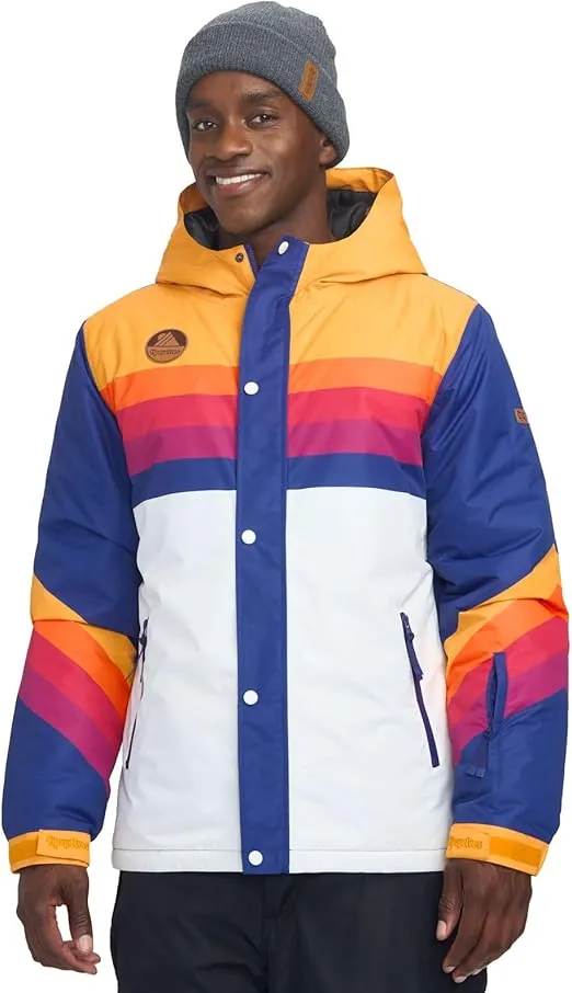 Tipsy Elves Ski Jackets for Men - Fun Colorful Apres Ski Outerwear Hooded Waterproof Snow Jackets for Adults