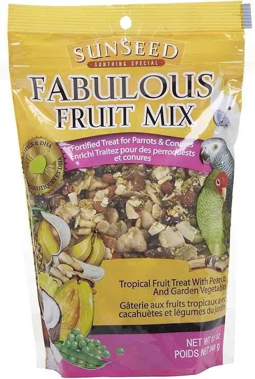 Sun Seed Company Bss59205 Fabulous Fruit Mix Parrot Treats Pouch, 12-Ounce
