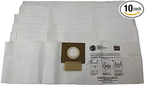 Hoover HushTone Canister Vacuum Bags, AH10163 CC1 Standard Filtration,10 Pack