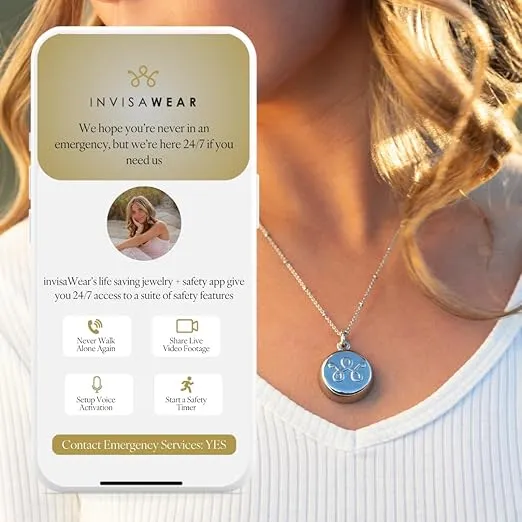 invisawear Smart Jewelry - Personal Safety Device - Silver Beaded Chain Necklace