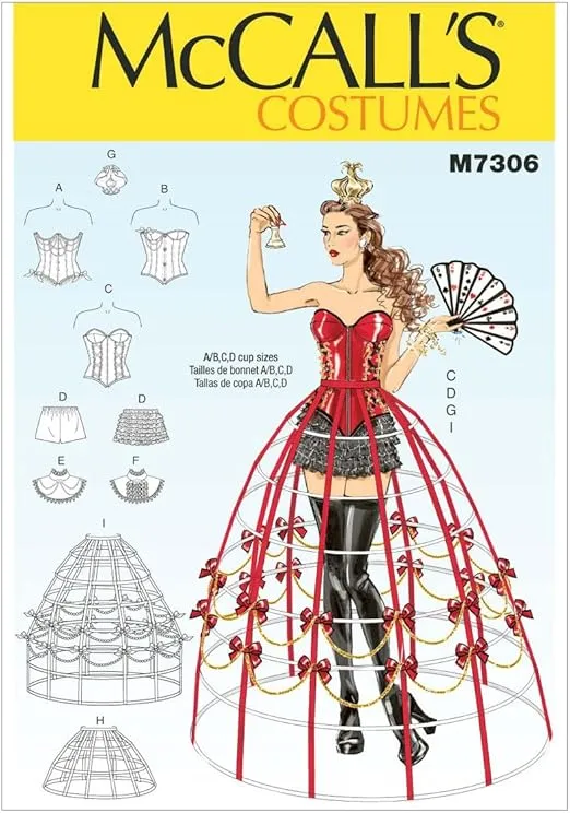 McCall's Patterns M7306 Corsets, Shorts, Collars, Hoop Skirts & Crown, A5 (6-8-10-12-14)
