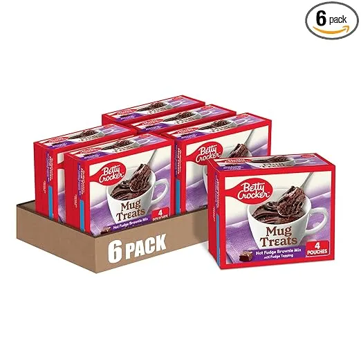 Betty Crocker Mug Treats Hot Fudge Brownie Mix with Fudge Topping, 4 Servings, 13.9 oz. (Pack of 6)