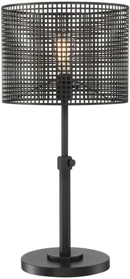 Lite Source Table LAMP, Black/MESH Metal Shade, E27 Vintage Bulb 60W LS-23017