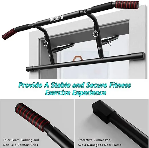 ONETWOFIT Pull Up Bar For Doorway, No Screw Strength Training Pull-Up Bars, Portable Chin Up Bar For Home Gym Workout, Adjustable Height Indoor Exercise Bar, Fits Most Door Frame OT216