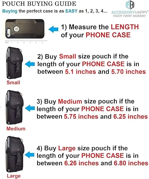AH Military Grade Cell Phone Pouch Clip Holster Holder w/Belt Loop for iPhone 8 Plus 13 Pro Max 15 Plus, S24 Ultra Nylon Canvas Construction Cell Phone Holsters Fits Cell Phone w/Otterbox (Large)