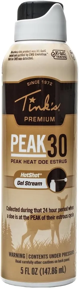 TINK'S Peak30 Premium Doe estrus Spray Gel Deer Attractant for Hunting (5 Oz) – Superior & Longlisting Peak Heat Doe estrus Hunting Scents – Hunting Lure/Attractant – Advanced Deer Hunting Lure