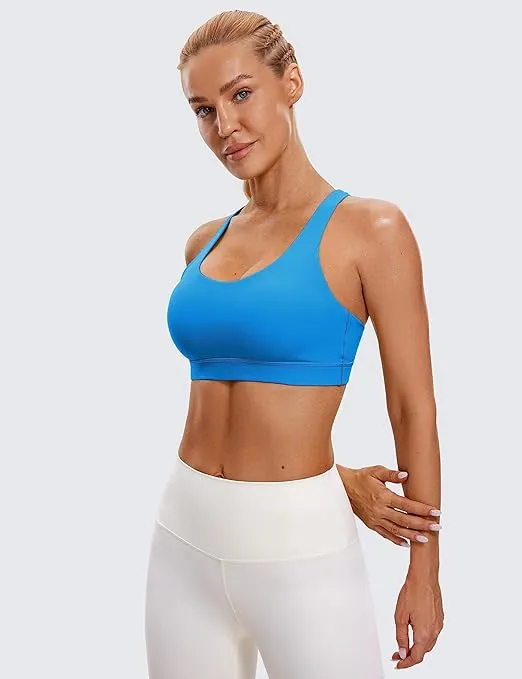 CRZ YOGA Women's Strappy Sports Bras Fitness Workout Padded Yoga Bra Criss Cross Back
