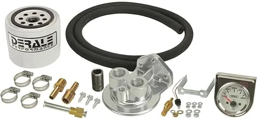 Derale 13091 single mount 3/8" NPT ports up remote transmission filter kit