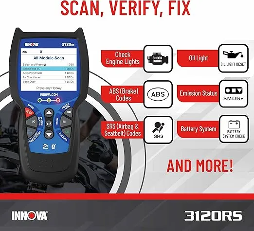Innova 3120RS Code Scanner - Professional OBD2 Scanner - Smog Test Scan Tool - ODB1 Adapters - RepairSolutions2 App