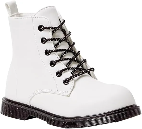 FabKids Girls Fashion Ankle Boots Cute Combat Boots Lace Up Non-Slip Short Boots for Toddler Little Kid Big Kid