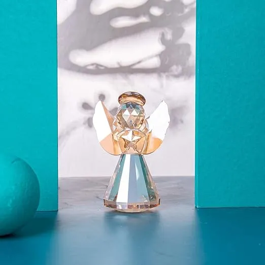 LONGWIN Crystal Angel Figurine Christmas Decorative Glass Ornaments Collecible Gift Idea