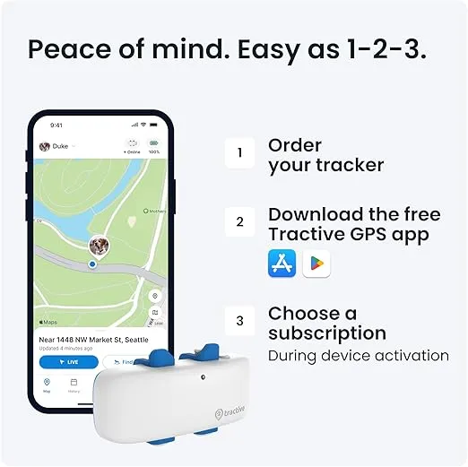 Tractive GPS Pet Tracker for Dogs - Waterproof, GPS Location & Smart Activity Tracker, Unlimited Range (Midnight Blue)